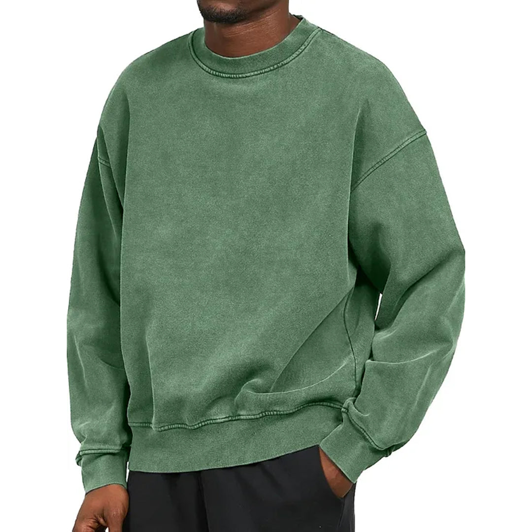 Men's relaxed fit cotton blend sweatshirt dropped shoulder casual everyday comfort pullover