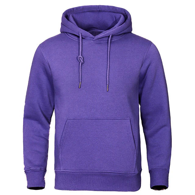 Men's classic grey drawstring hoodie with front kangaroo pocket, relaxed fit everyday essential