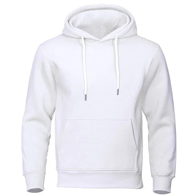 Men's classic grey drawstring hoodie with front kangaroo pocket, relaxed fit for everyday comfort