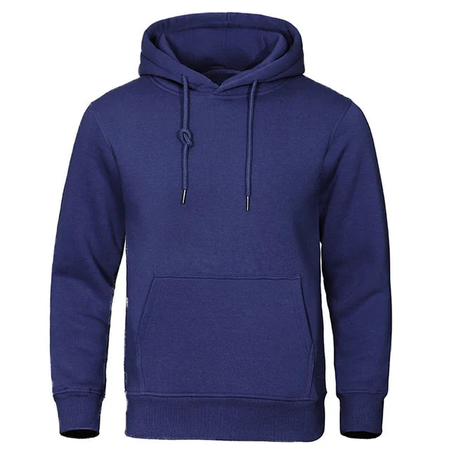 Men's classic gray drawstring hoodie with front kangaroo pocket, relaxed fit everyday essential