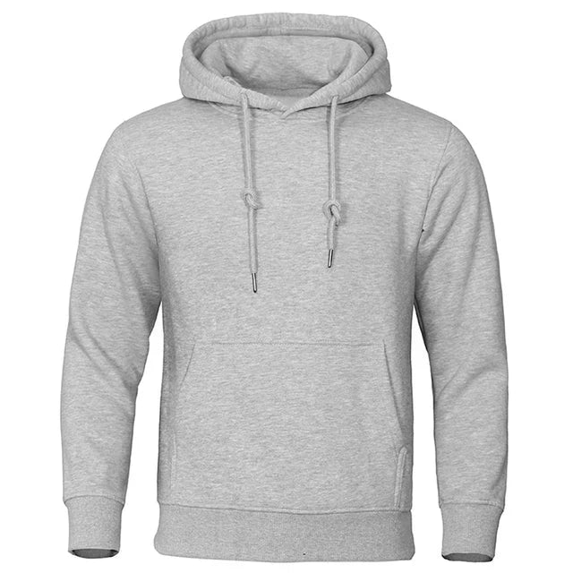 Men's classic gray drawstring hoodie with front pocket, relaxed fit for everyday casual comfort