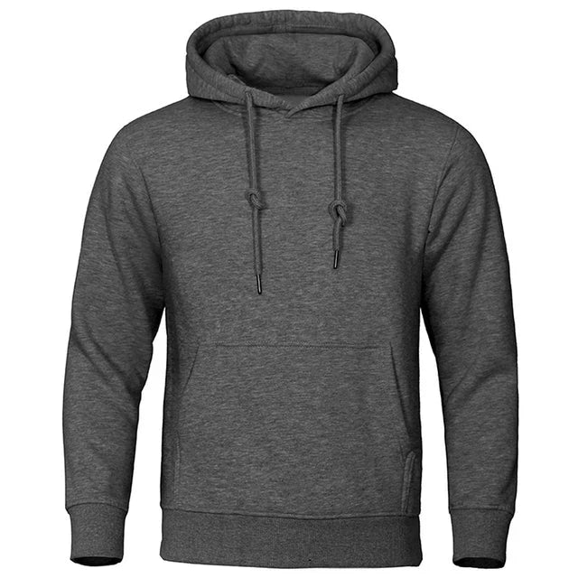 Men's classic grey drawstring hoodie with front kangaroo pocket and relaxed everyday fit