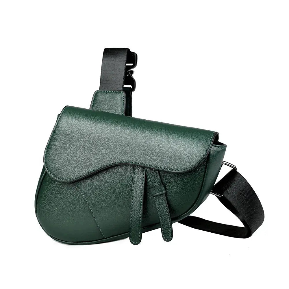 Men's eco-leather saddle crossbody bag with adjustable strap, sleek compact design and top zipper