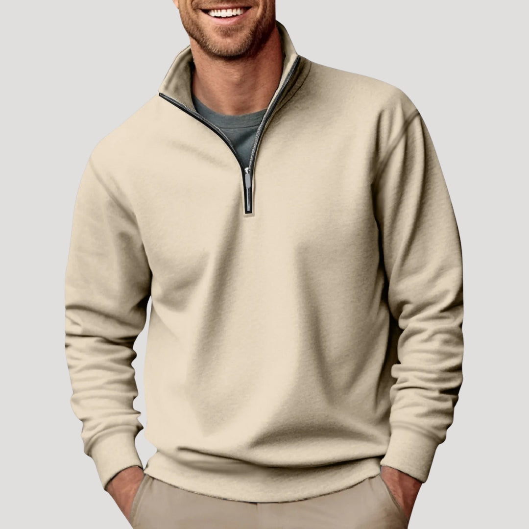 Men's casual quarter zip sweatshirt relaxed fit versatile layering piece for everyday comfort