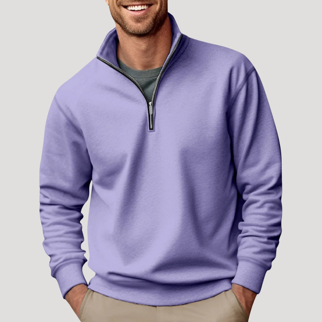 Men's casual quarter zip sweatshirt relaxed fit versatile layering piece for everyday comfort