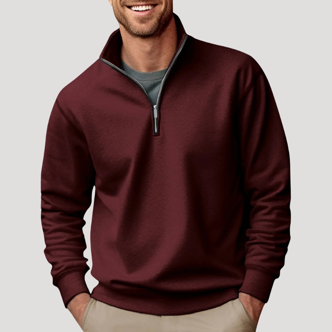 Men's casual quarter zip sweatshirt relaxed fit versatile everyday layering pullover with adjustable collar