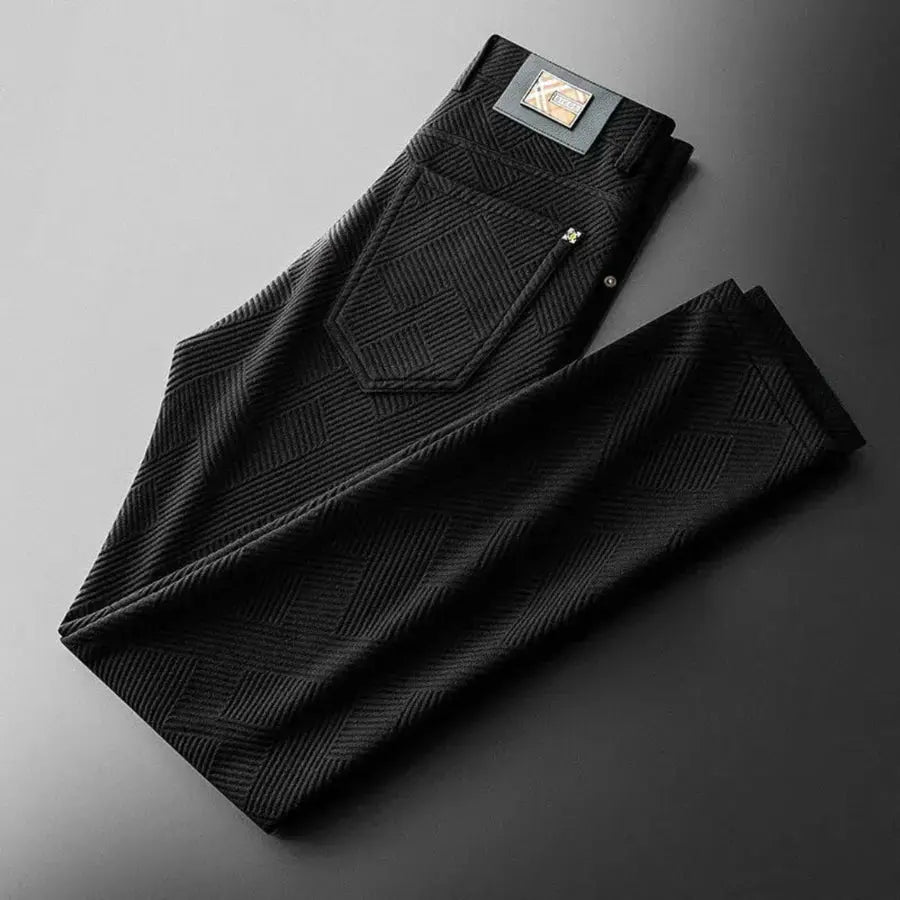 Men's textured jacquard stretch pants slim modern silhouette all-day flexible comfort fit