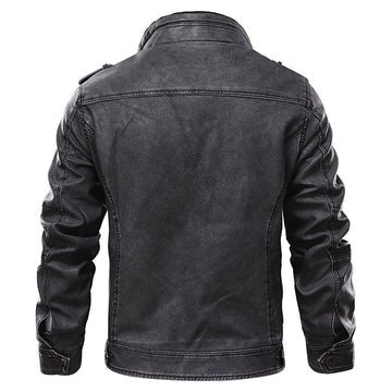 Men's black genuine leather jacket classic structured fit full-grain patina versatile everyday wear