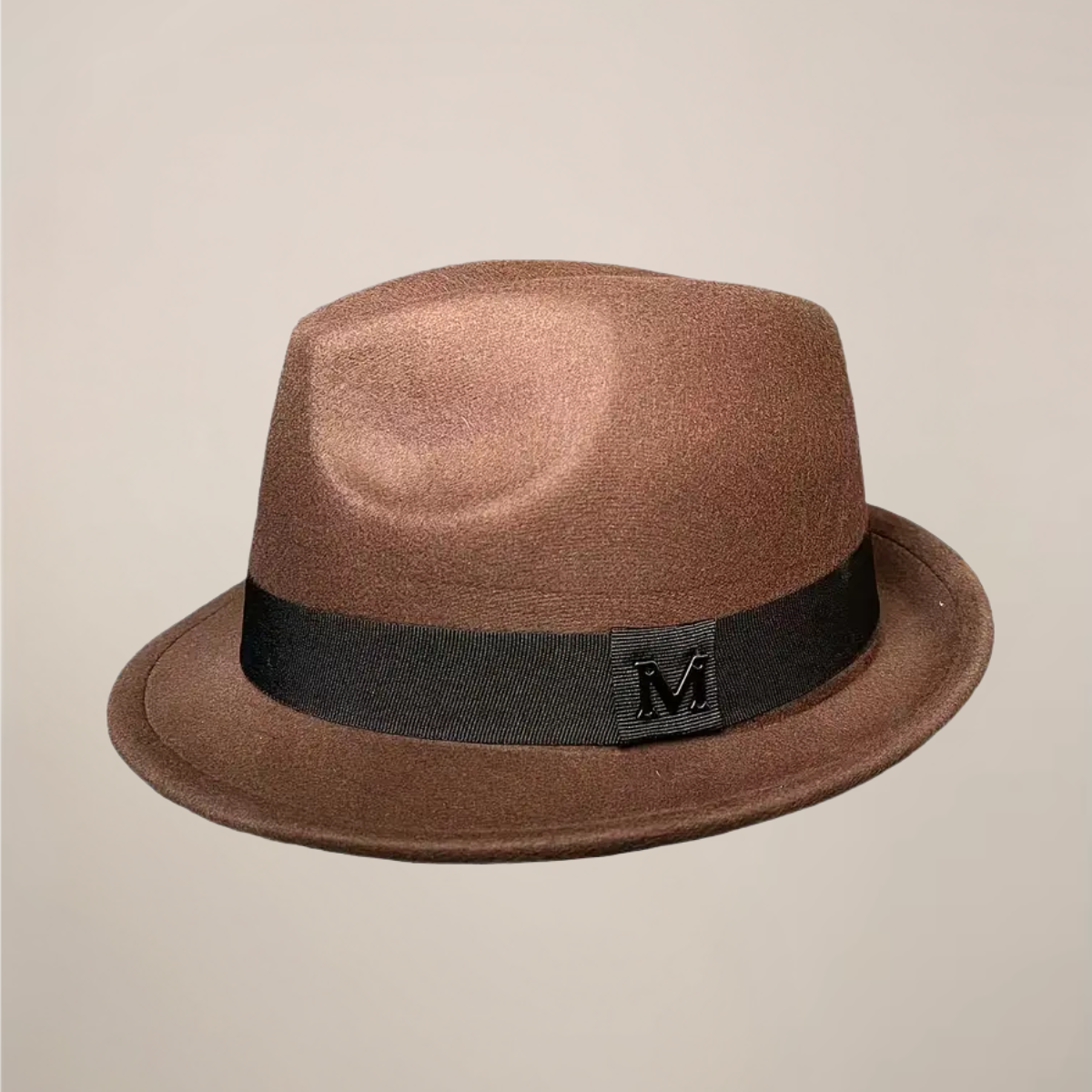 Men's classic black fedora hat narrow brim structured crown decorative band formal wedding accessory