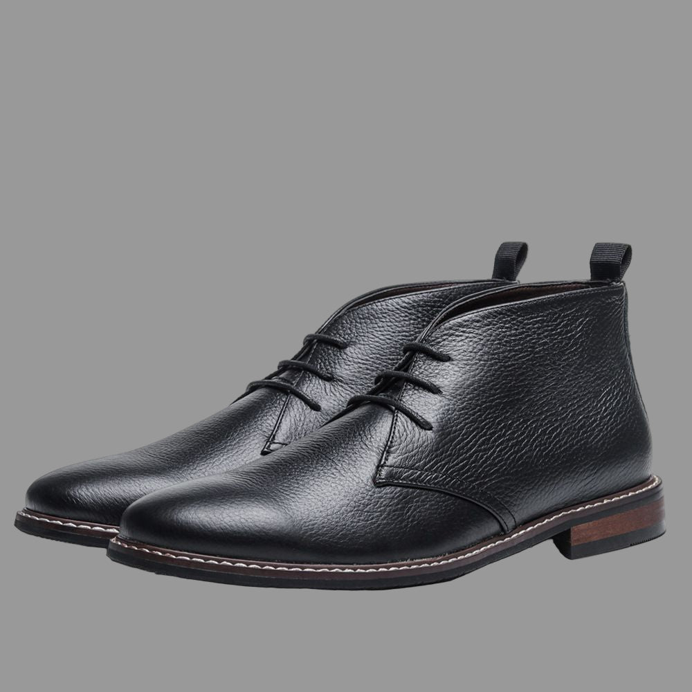 Men's lace-up ankle boots tan desert style rounded toe contrast stitching cushioned comfort