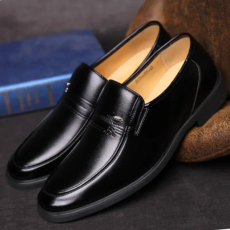 Men's classic penny loafers polished slip-on dress shoes with traditional penny strap detail