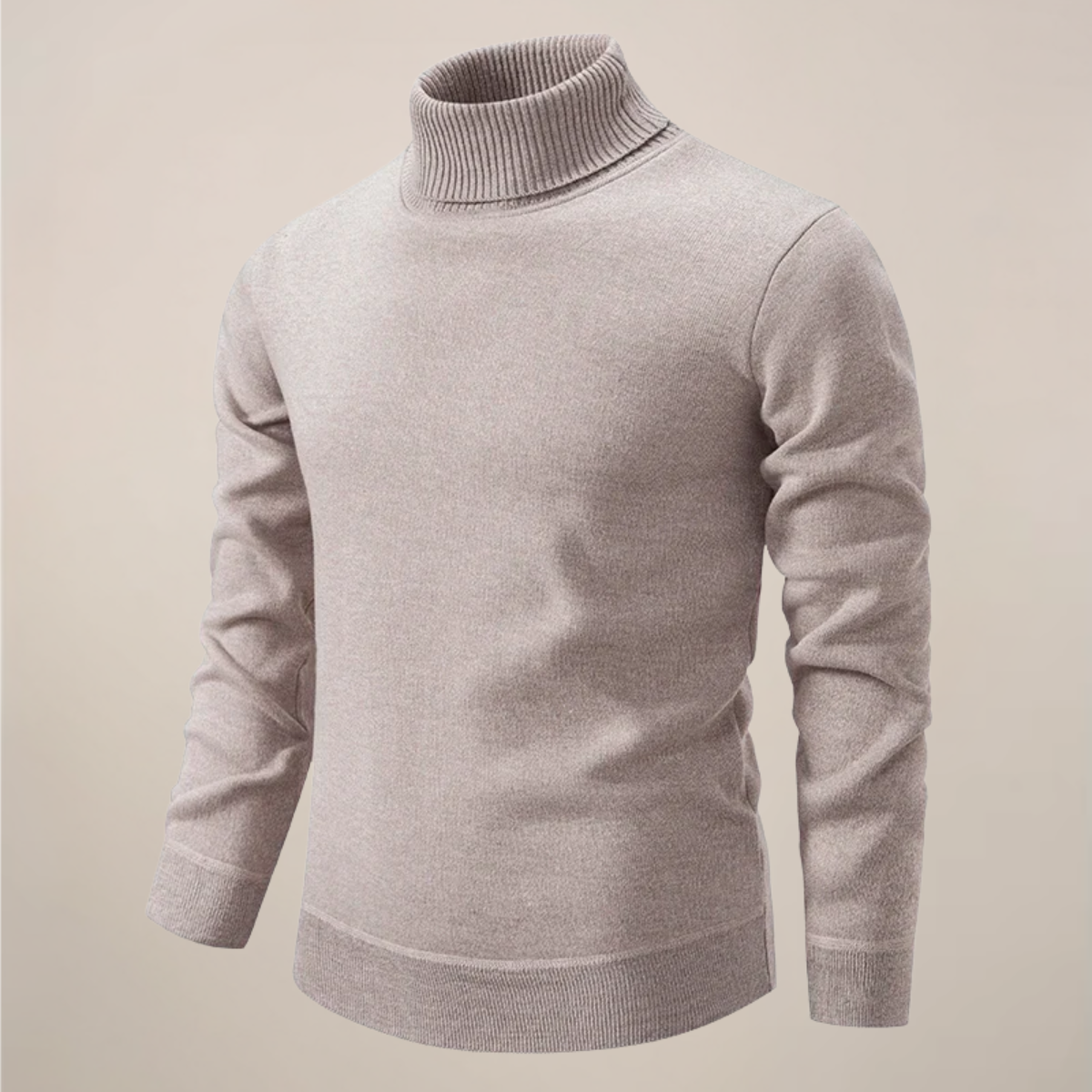 Men's slim fit turtleneck sweater in classic knit with refined high neckline for smart casual style