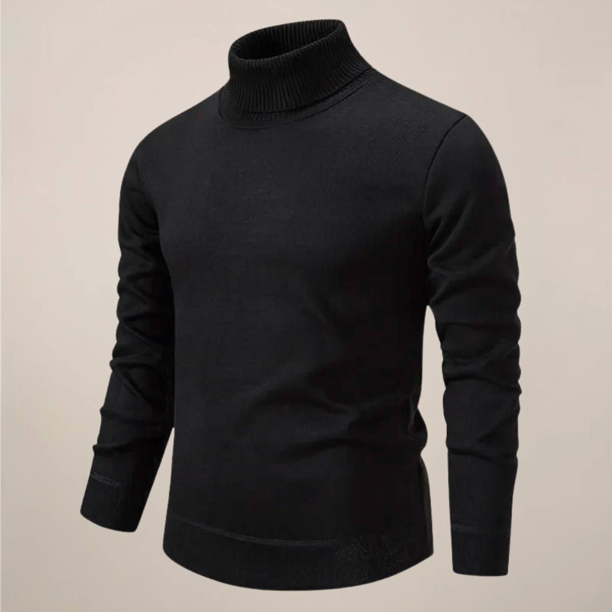 Men's slim fit turtleneck sweater in classic knit with refined high neckline for smart casual style