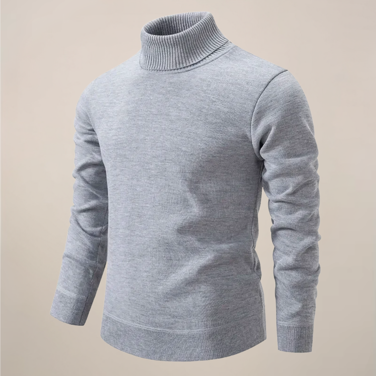 Men's slim fit turtleneck sweater in classic knit with refined high neckline for smart casual style
