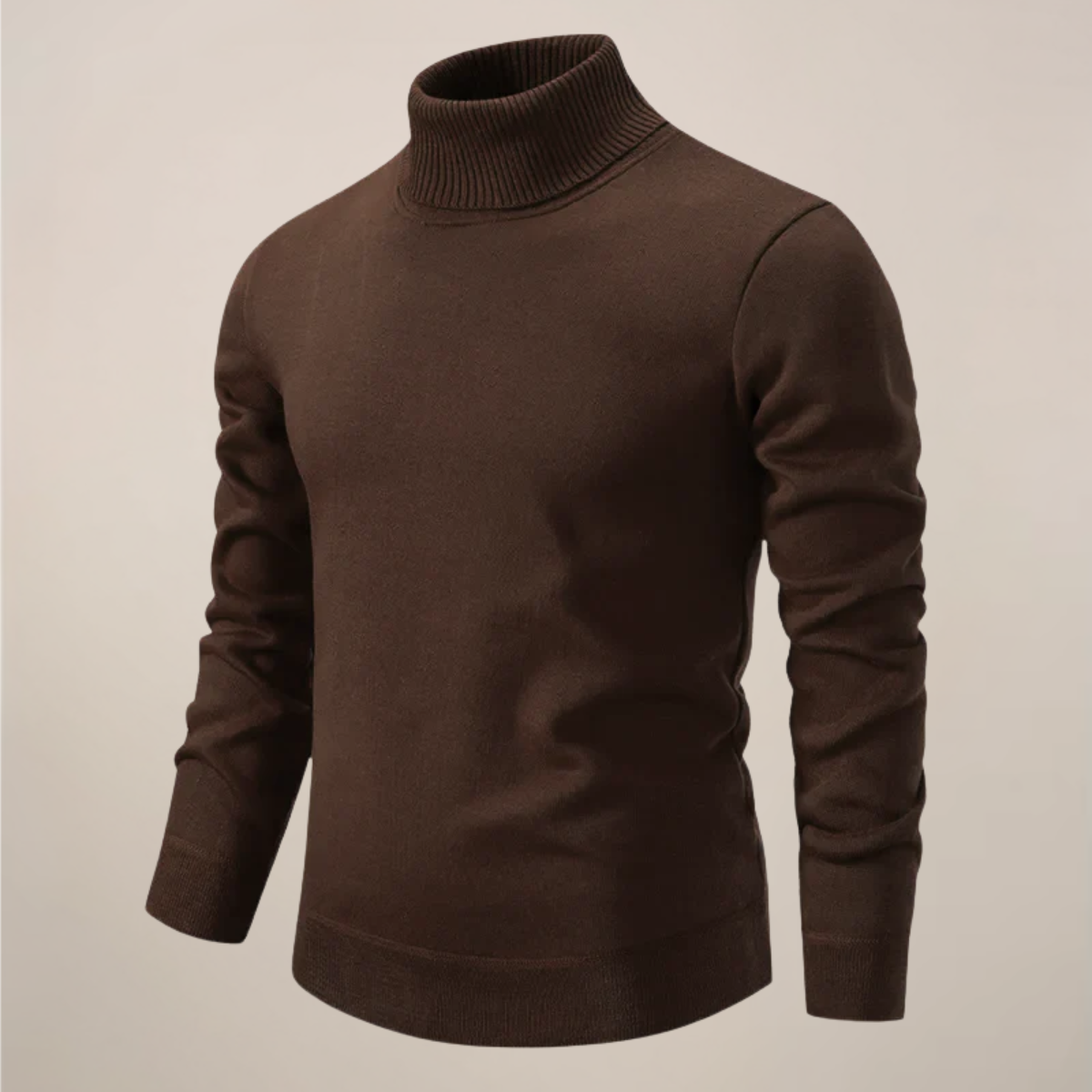 Men's slim fit turtleneck sweater in classic knit with refined high neckline for smart casual style