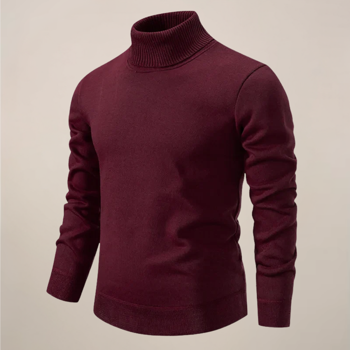 Men's slim fit turtleneck sweater in classic knit, refined high neckline for smart casual layering