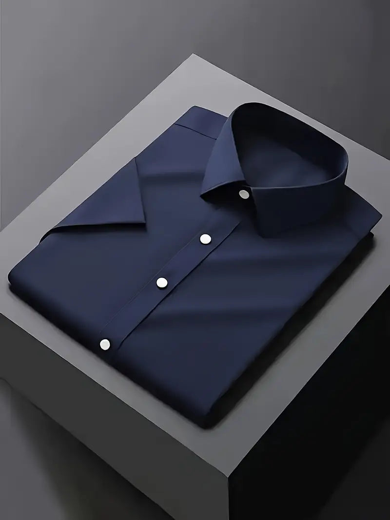 Men's white slim fit dress shirt long sleeve with sharp pointed collar for office wear