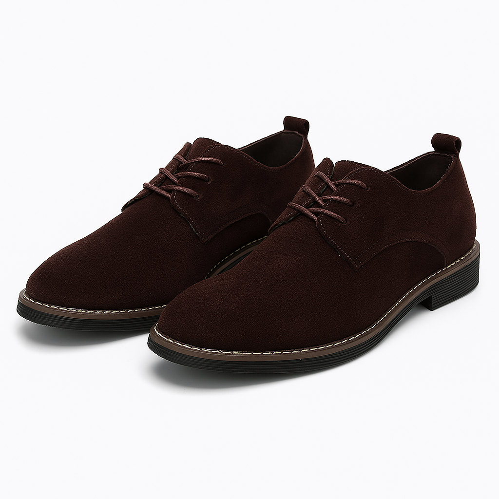 Men's black matte Derby shoes open lace round toe smart casual lightweight comfort sole