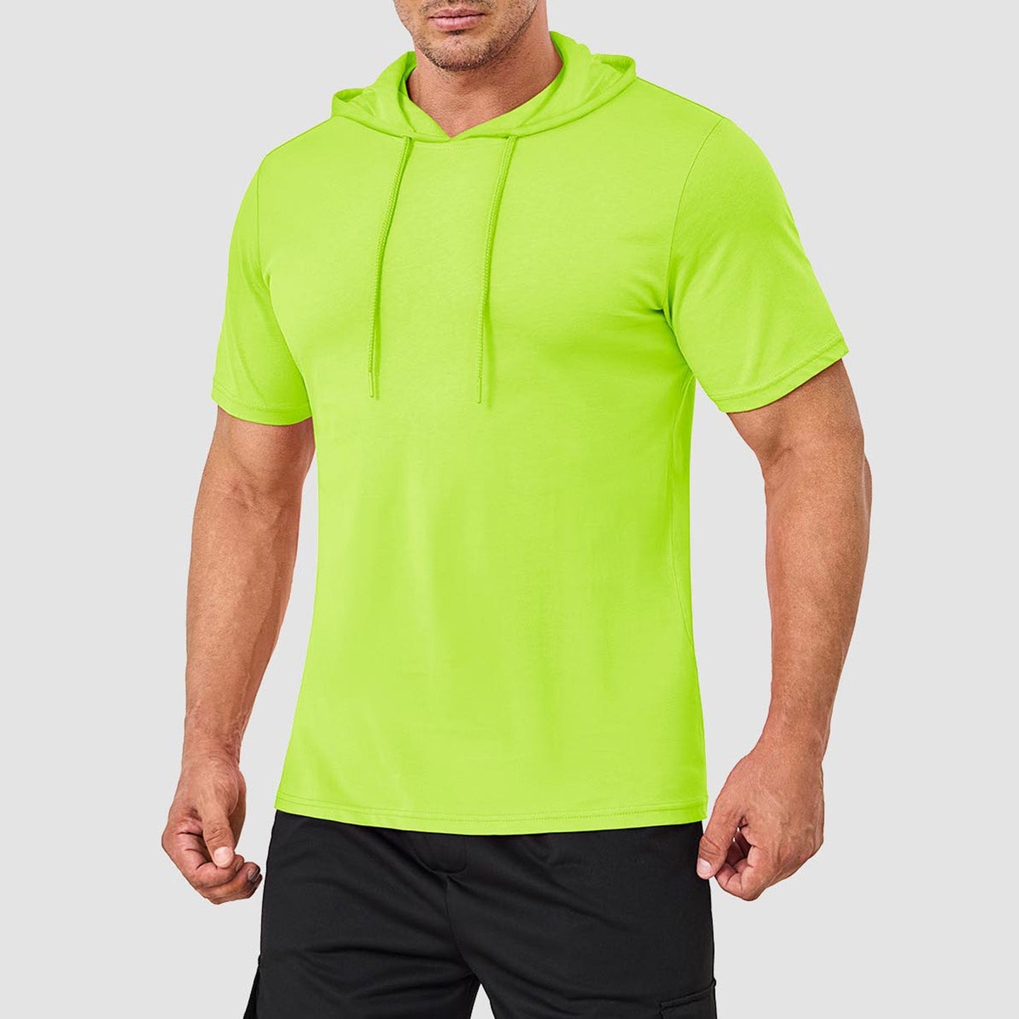 Men's muscle fit athletic pullover hoodie lightweight breathable cotton gym training everyday wear