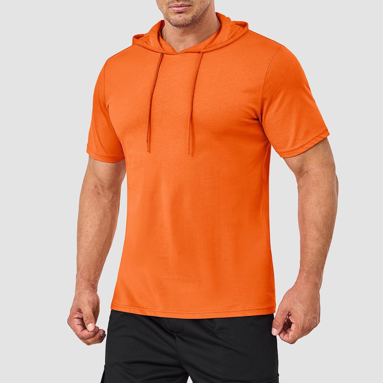Men's muscle fit athletic pullover hoodie lightweight cotton gym training everyday wear solid color