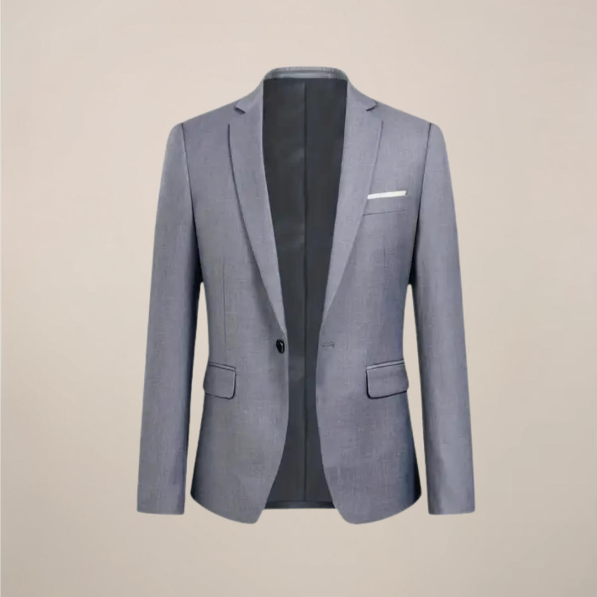 Men's grey slim fit three-piece tuxedo suit with waistcoat for weddings and formal events