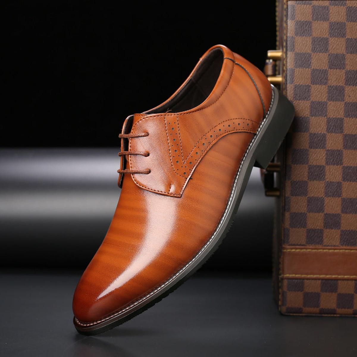 Chris men's black classic lace-up formal dress shoes with sleek polished finish for business style