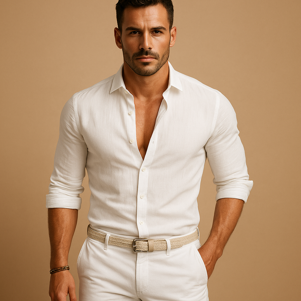 Men lightweight button-down shirt breathable relaxed fit smart casual everyday wear polished style