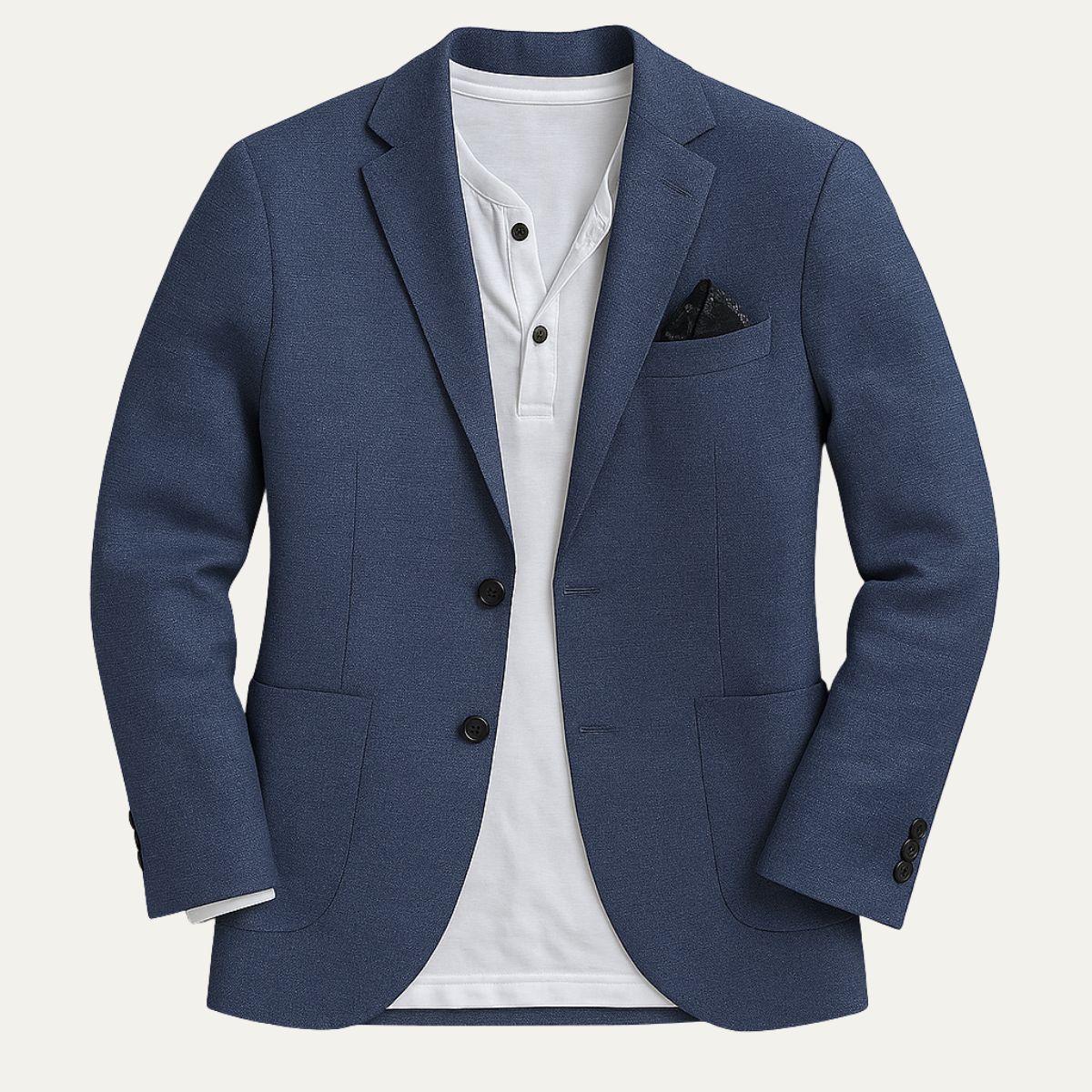 Men's lightweight linen blazer jacket notch lapel single-button formal summer wedding beige slim fit