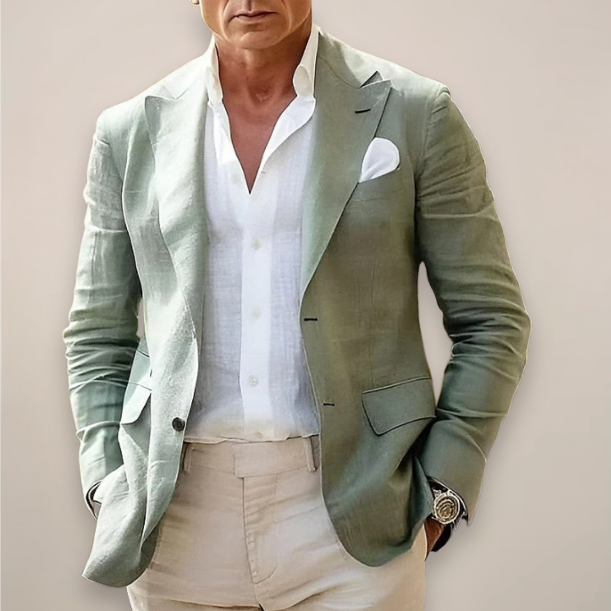 Derek men's lightweight casual blazer in neutral tone, slim modern cut with breathable spring fabric