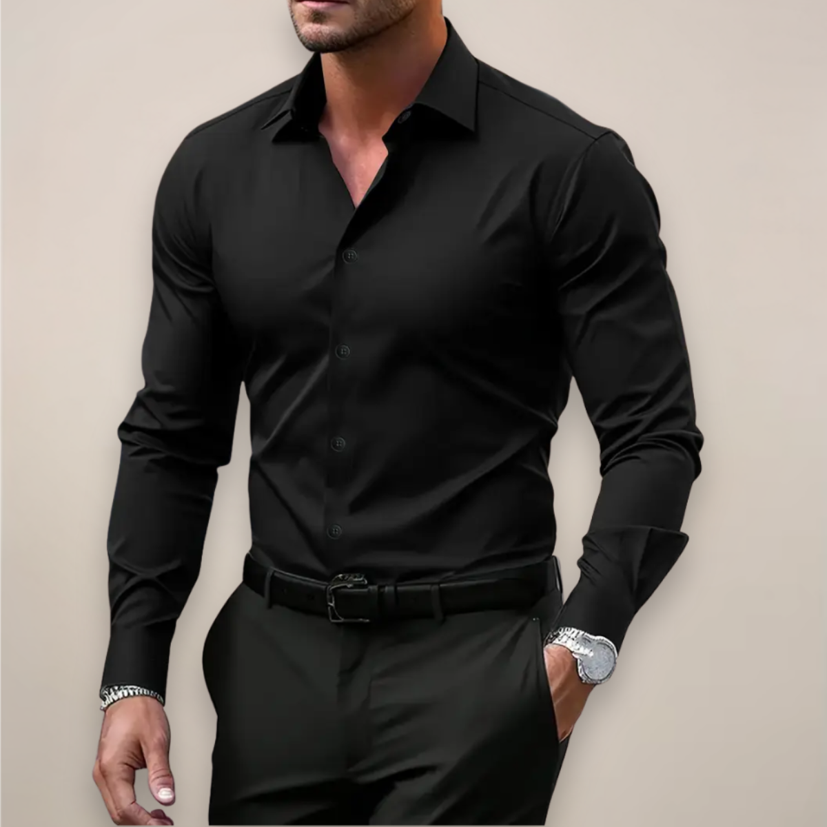 Charles men's slim fit light blue spring shirt with clean tailoring, versatile office casual top