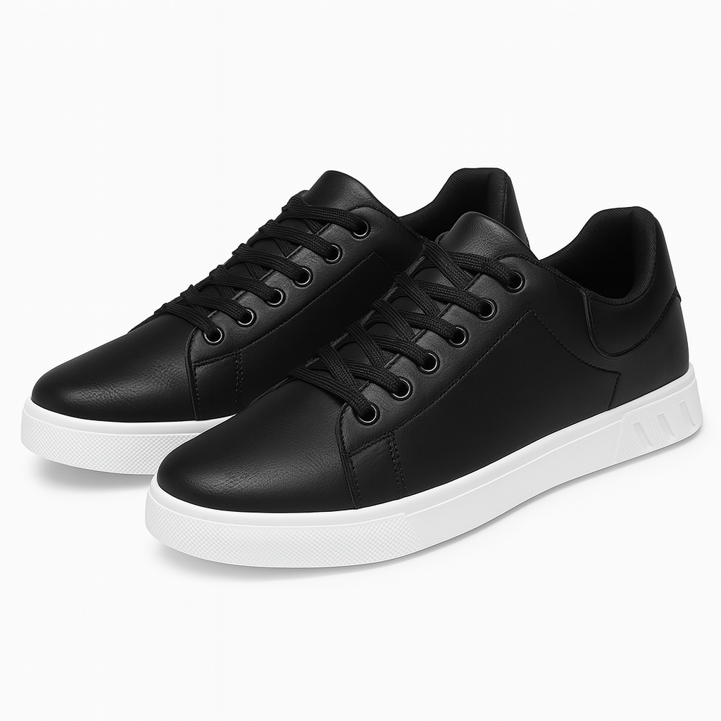 Men's tan low-top lace-up sneakers with contrast white sole, smart casual cushioned comfort