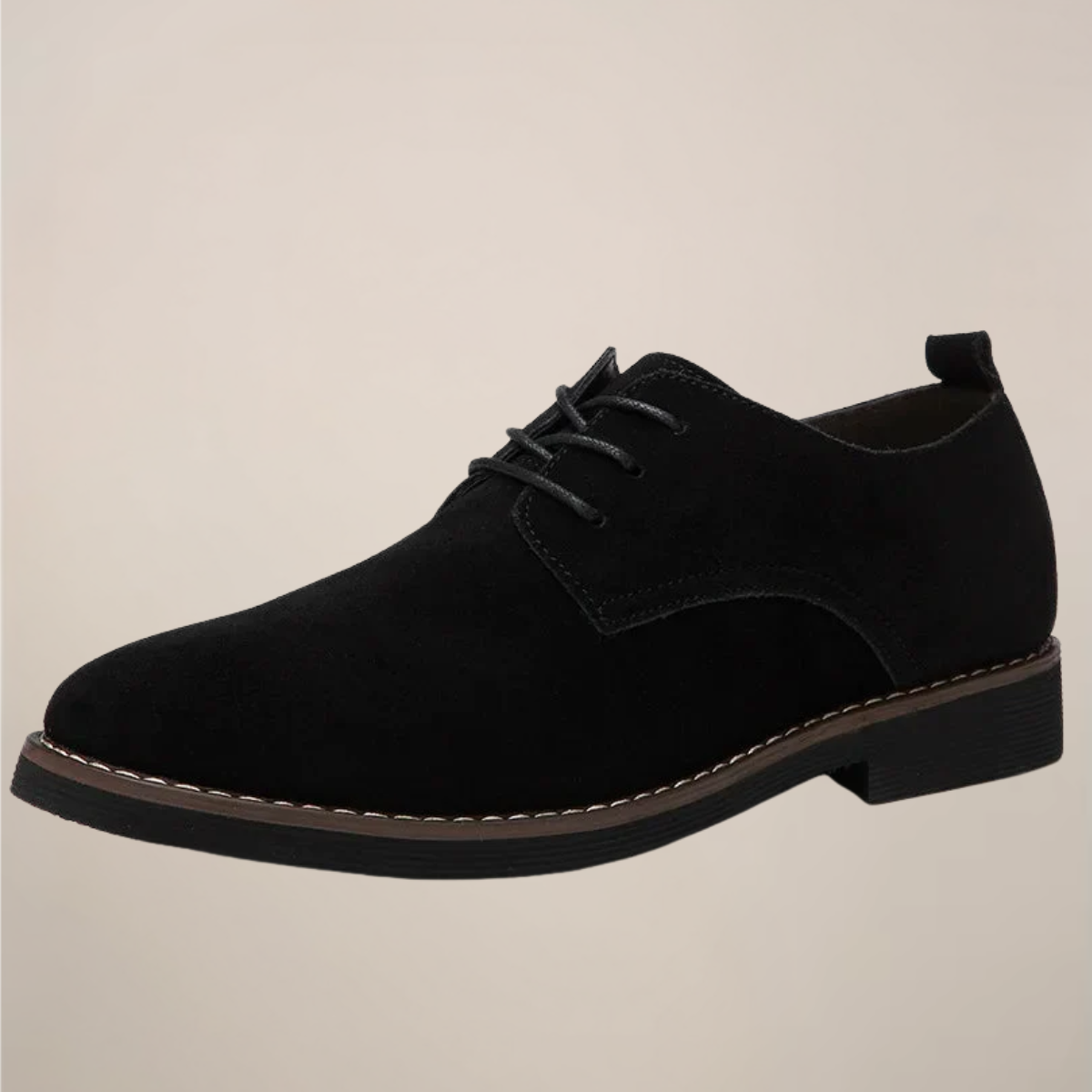 Men's suede lace-up Oxford shoes in classic cut with contrast stitching for professional wear