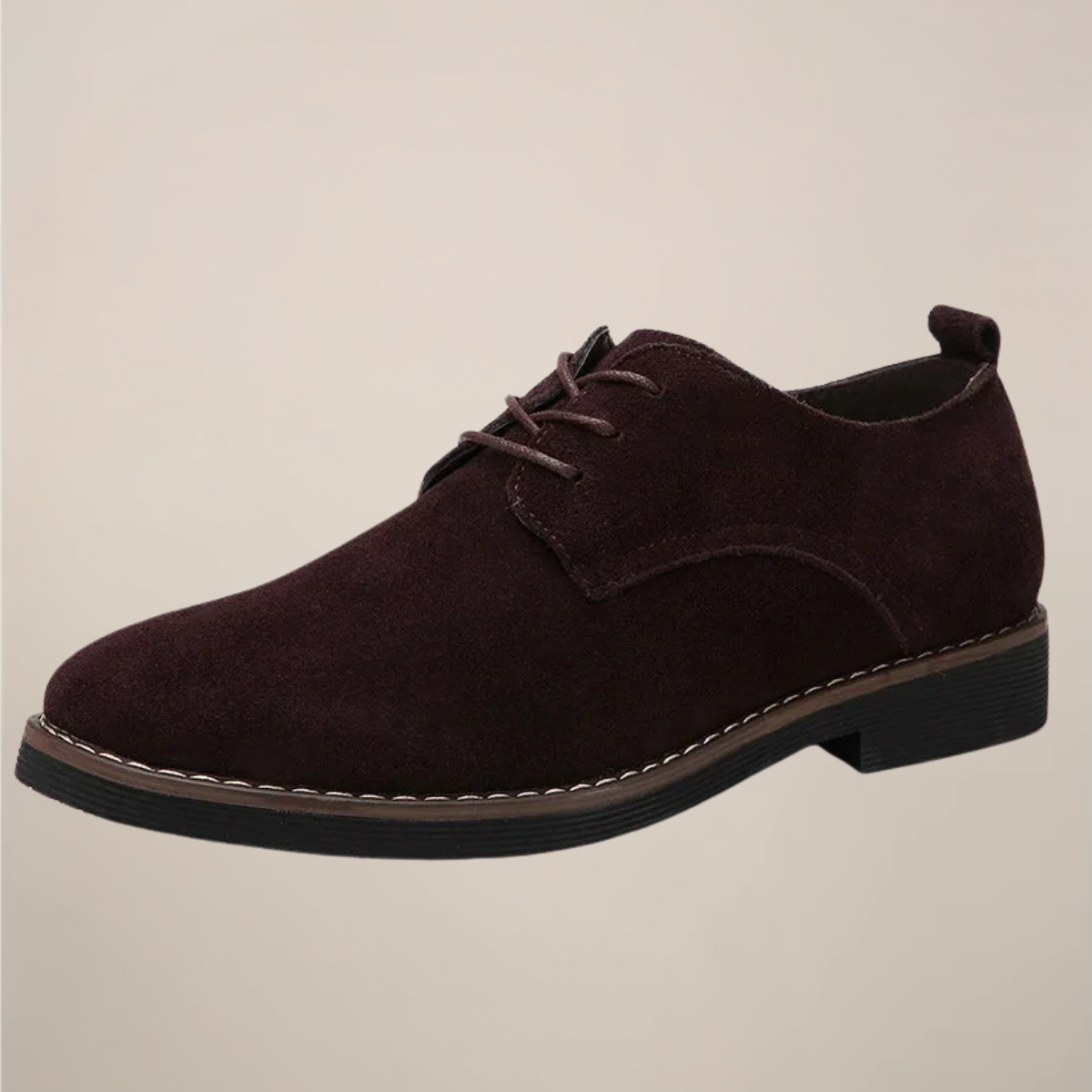 Men's suede lace-up Oxford shoes with contrast stitching, classic silhouette for professional wear