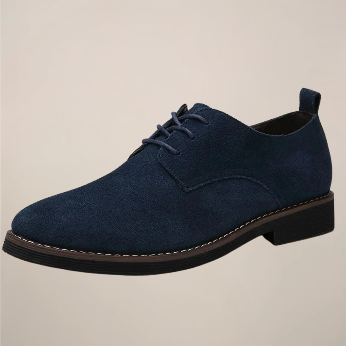 Men's suede lace-up Oxford shoes with contrast stitching, classic silhouette for professional wear