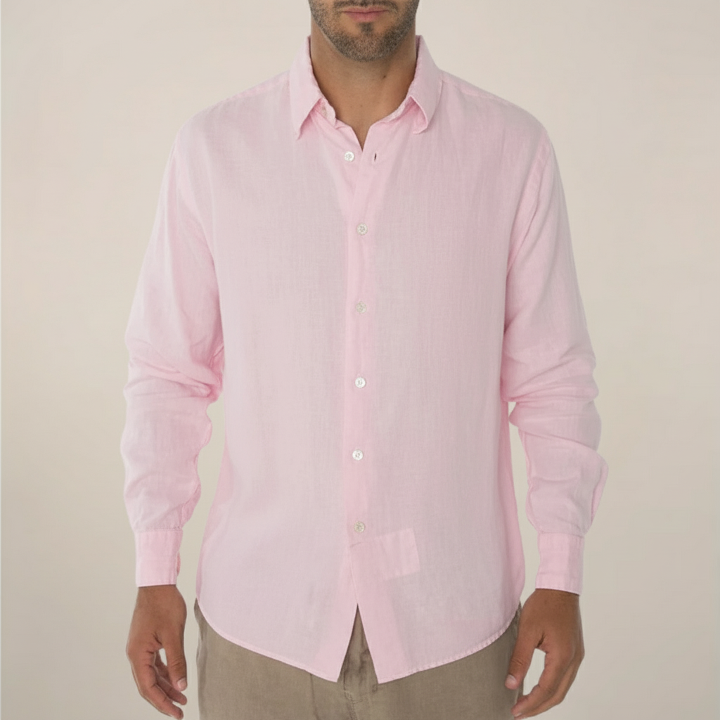 Men's relaxed fit all-season shirt classic collar long sleeves breathable everyday casual style