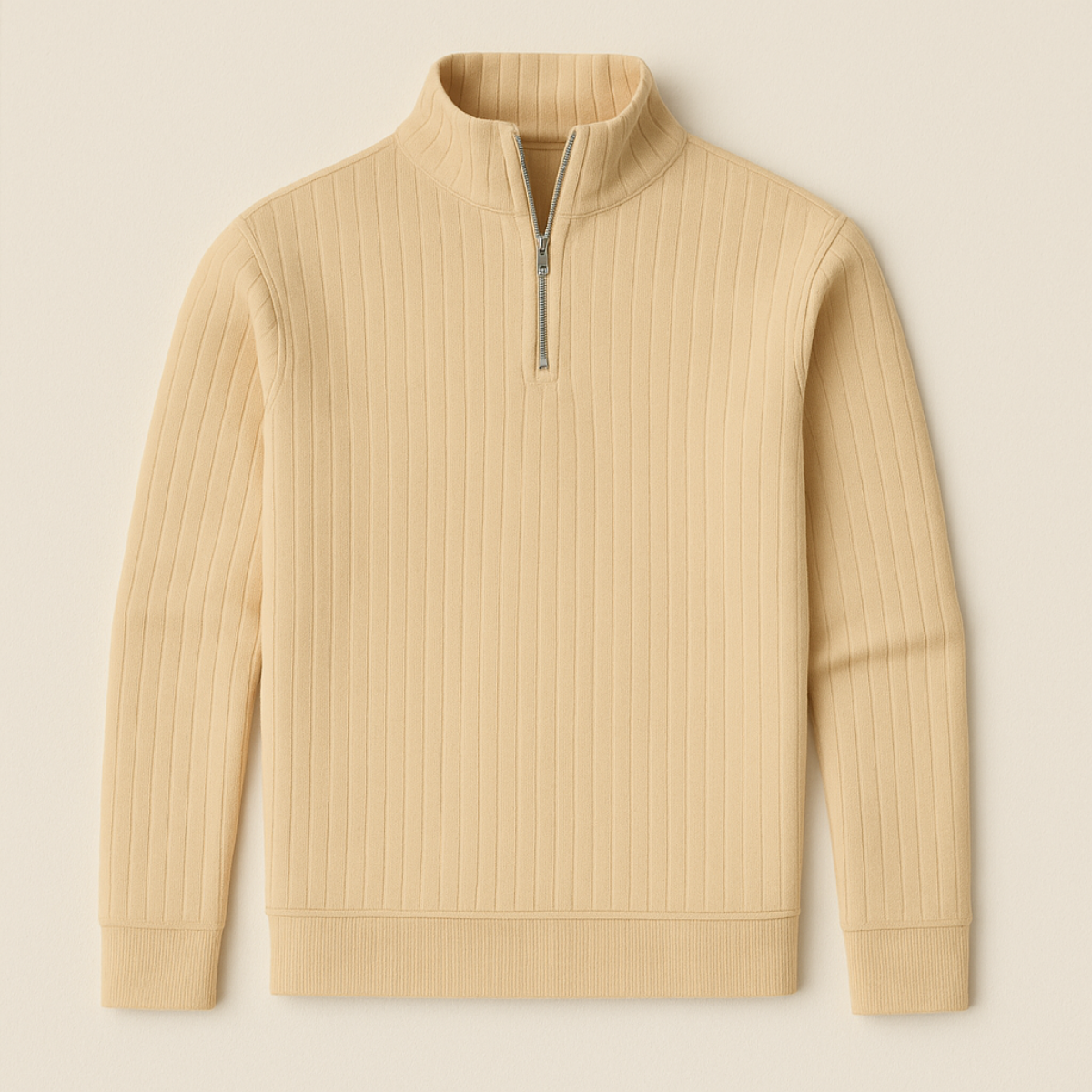 Men's ribbed half-zip jumper stand collar warm knit versatile layer for everyday wear