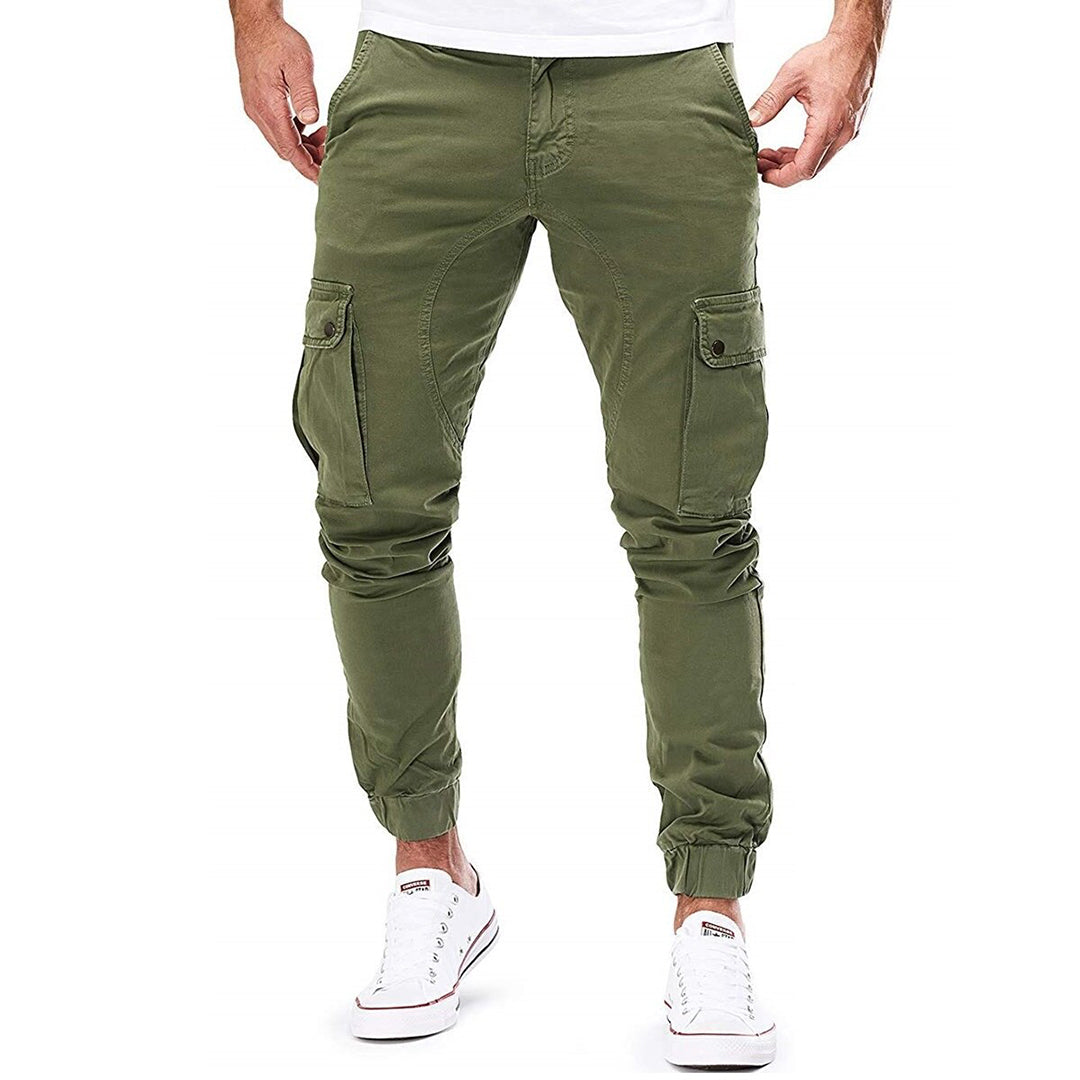 Men's casual cargo trousers relaxed fit with multiple pockets for outdoor adventures