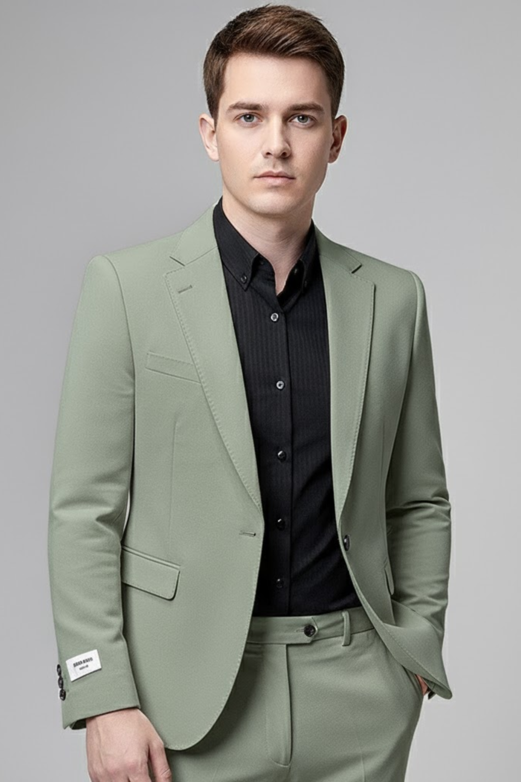 Men's slim fit Korean-style business suit structured shoulders single-breasted versatile office wear