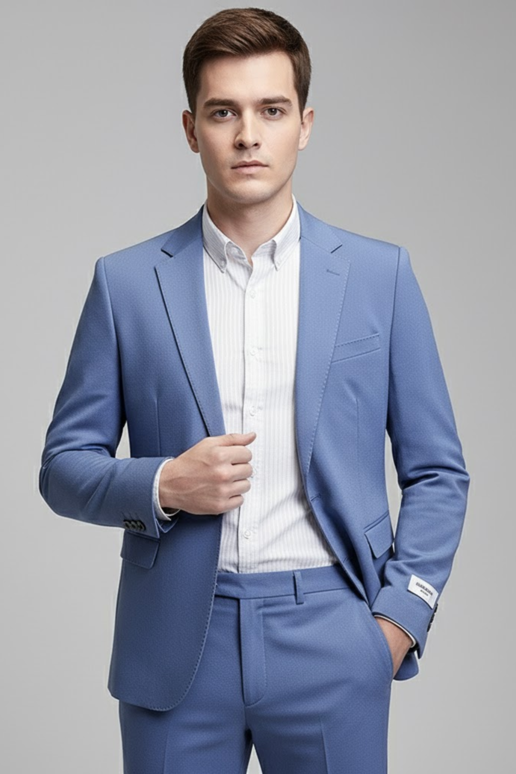 Men's slim fit Korean-style business suit structured shoulders single-breasted versatile office wear