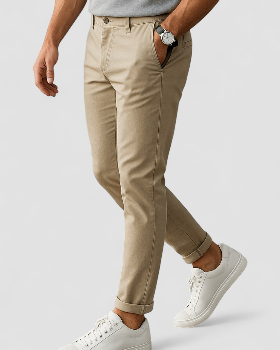Men's slim fit navy business trousers ankle-grazing cut smart casual office style
