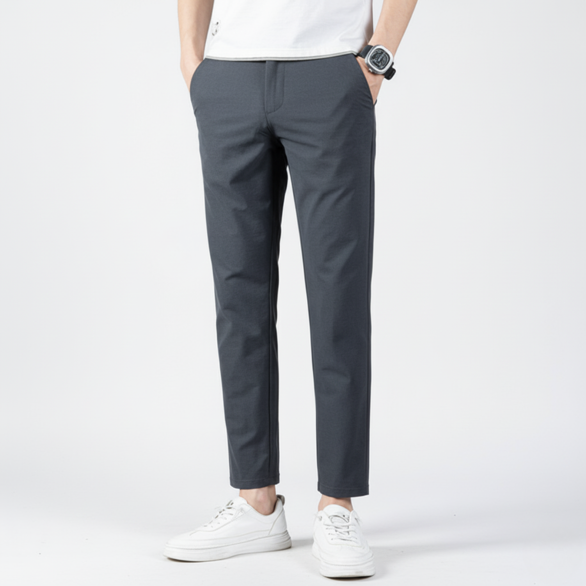 Men's slim fit cropped trousers smart casual ankle-length tailored spring autumn office wear