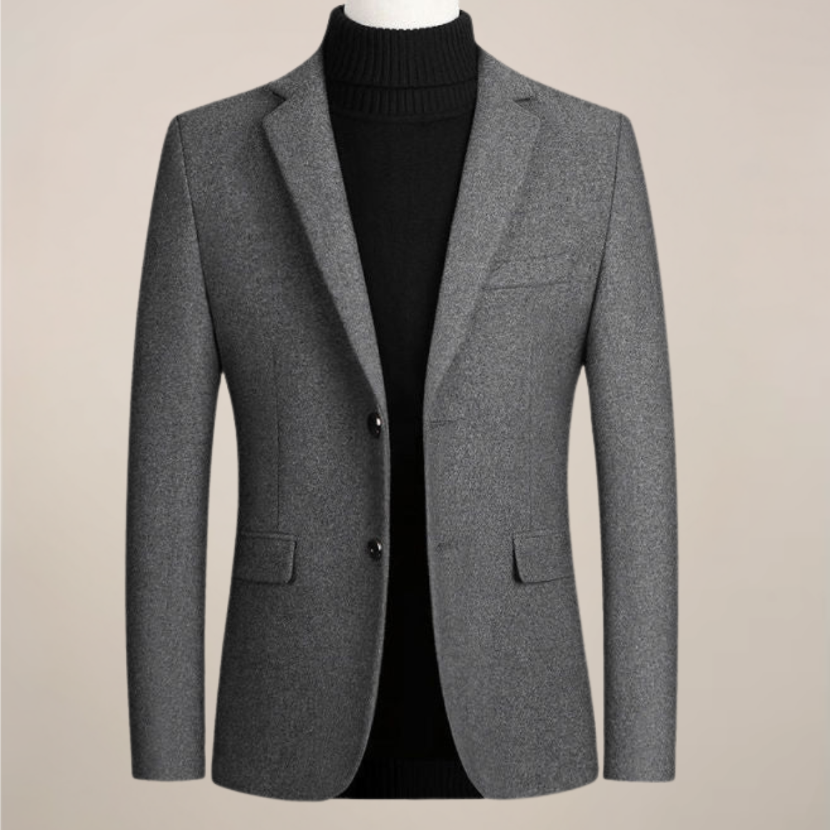 Men's navy tailored blazer slim fit sharp lapels structured cut office to evening versatile jacket