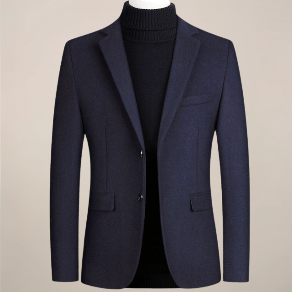 Men's slim fit smart casual blazer tailored two-button jacket with notch lapels for professionals