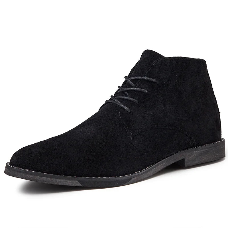 Men's suede desert ankle boots lace-up smart casual minimalist profile timeless refined everyday wear