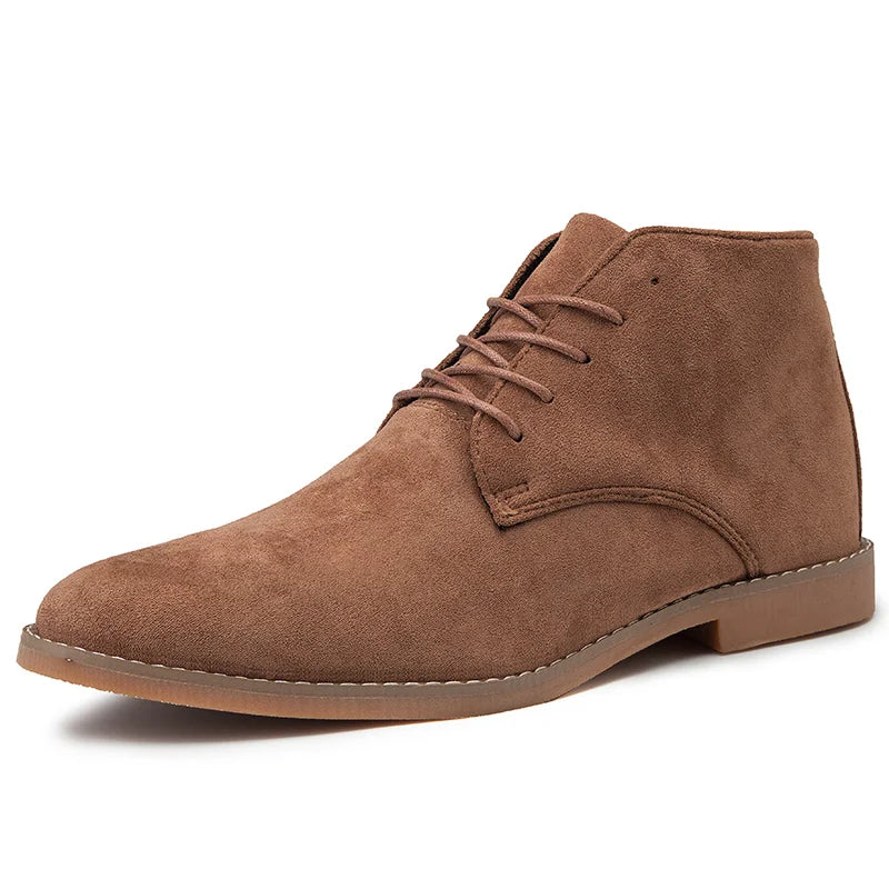 Men's suede desert boots lace-up ankle style smart casual timeless tan minimalist everyday footwear