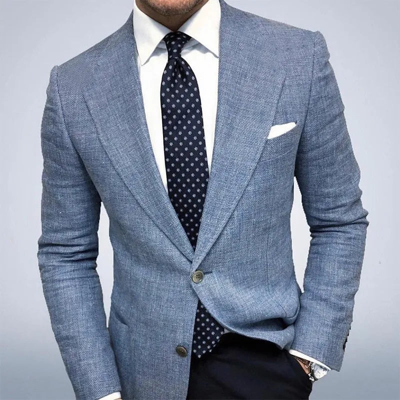 Men's spring textured tailored blazer jacket slim fit smart casual workwear refined silhouette