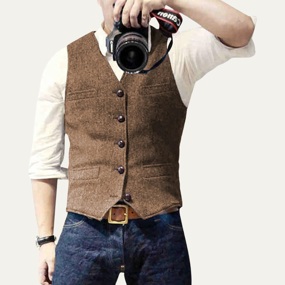 Men's tailored navy waistcoat structured fit classic button-up welt pockets formal vest