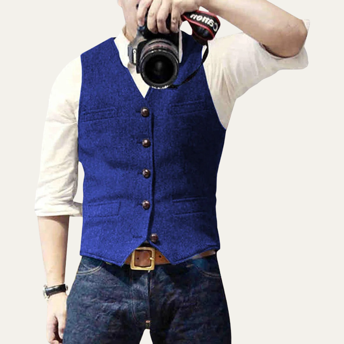 Men's tailored charcoal waistcoat structured fit classic button-up welt pockets formal vest