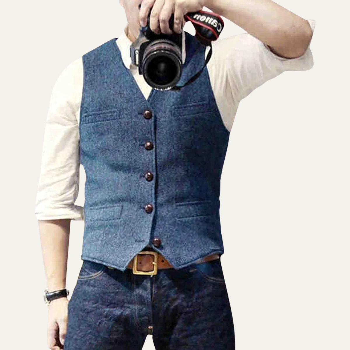 Men's tailored charcoal waistcoat structured fit classic button-up vest with welt pockets