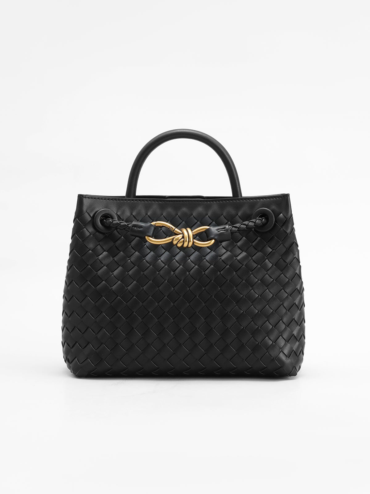 Woven Top Handle Bag with Twist Accent - Urbann-Vibe